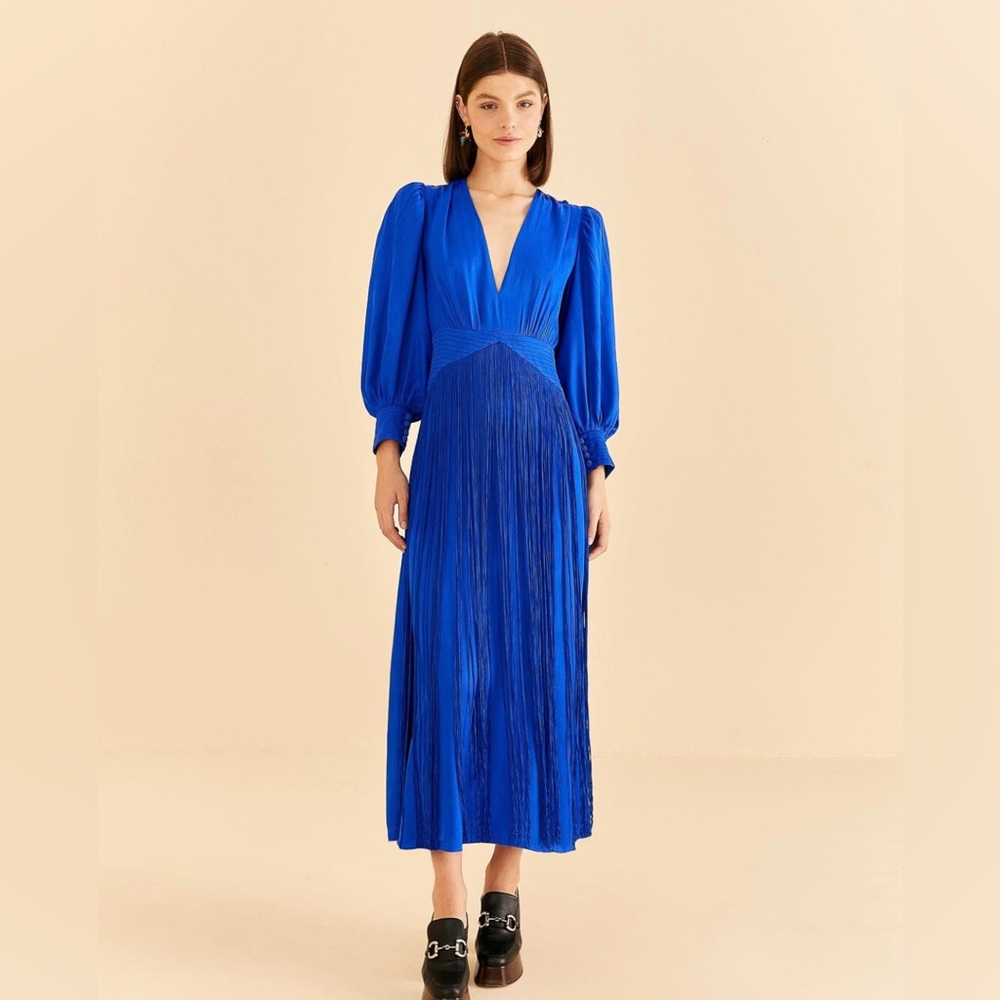 NWT Farm Rio Blue Fringe Dress Size S